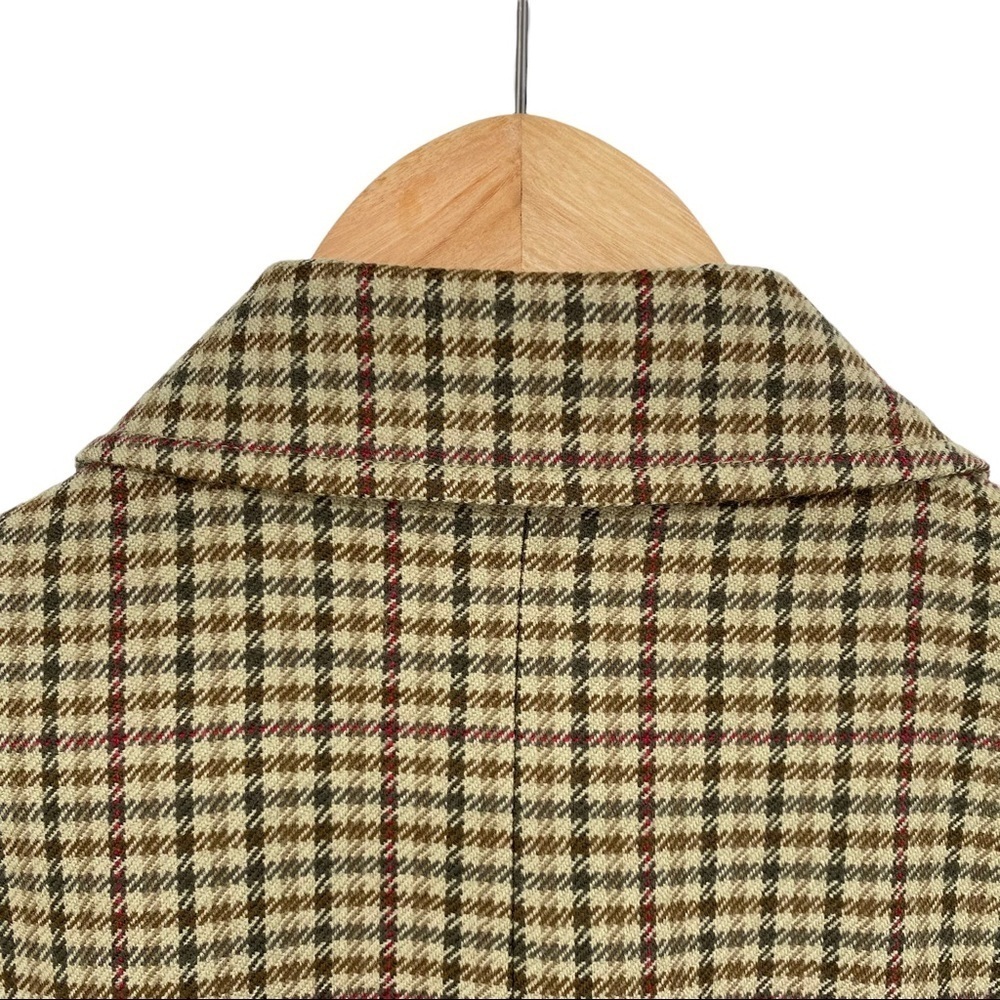 Talbots Vintage Houndstooth Wool Zipper Blazer Jacket Green Tan Women's 12P - Picture 5 of 13